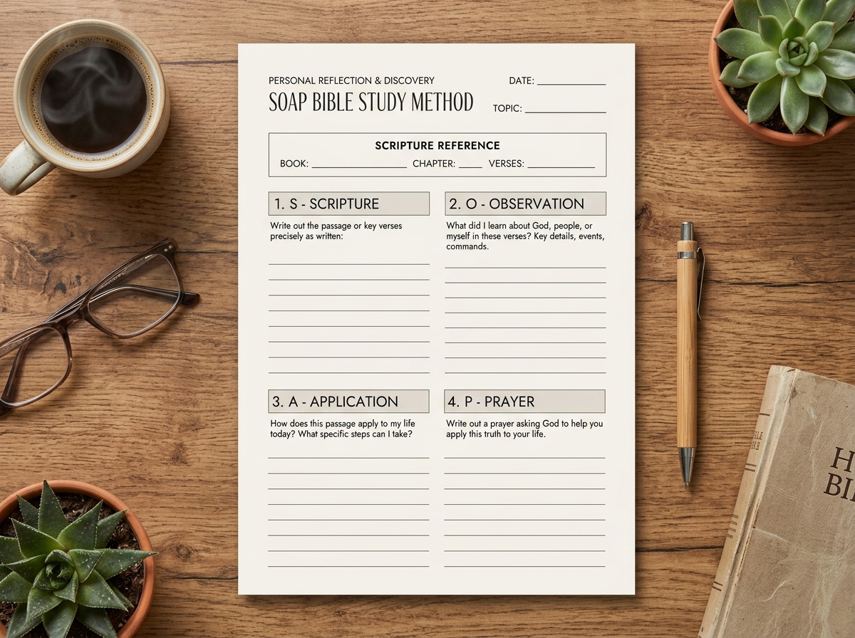 Inside preview of SOAP Bible study method worksheet