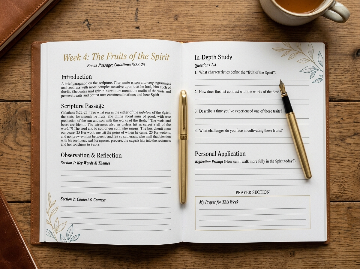 Inside preview of Bible study worksheet with reflection questions